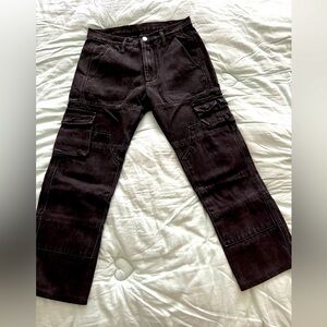 MNML Black Denim Cargo Jeans 28x28